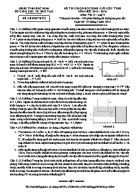 Đề thi học sinh giỏi cấp tỉnh Vật lí 9 (Có đáp án) - Năm học 2015-2016 - Sở GD & ĐT Bắc Ninh